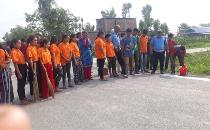 Making zebra- cross for road safety
