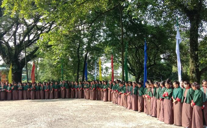 Raising prayer flag: Class X project