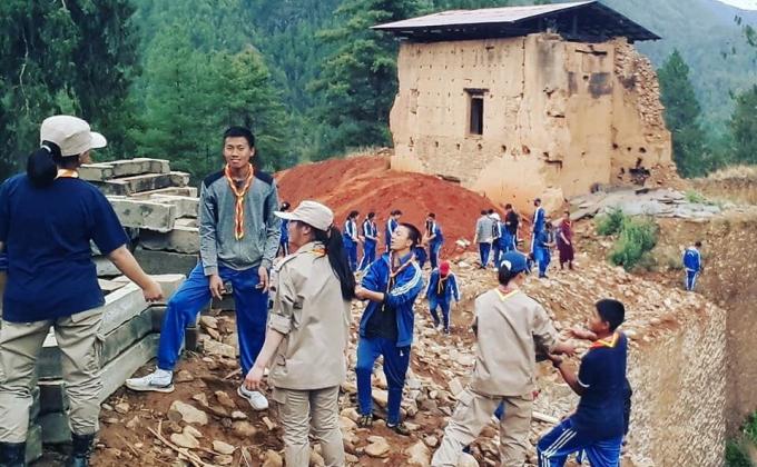 Community service at Drukgyel Dzong