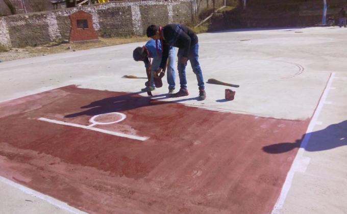 basket ball court ki rangaai.....