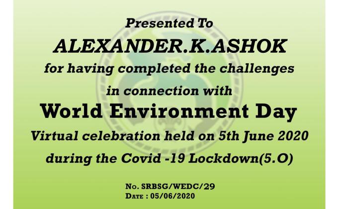 Digital Engagement Project during Lockdown of COVID-19-World Environment Day Virtual Celebrations -Southern Railway State Bharat Scouts and Guides