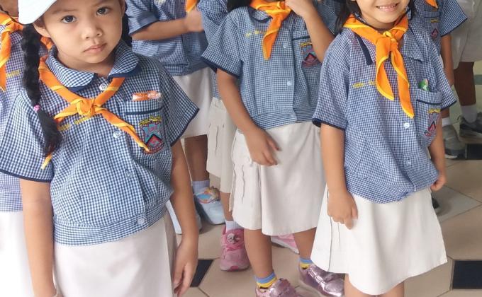 ฝึกระเบียบแถวของเด็กๆ