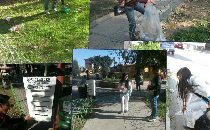 Limpieza de plazuelas y recoleccion de botellas plasticas