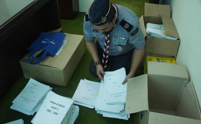 Pemfailan dan Pengarkiban dokumen-dokumen di Ibu Pejabat Persekutuan Pengakap Malaysia