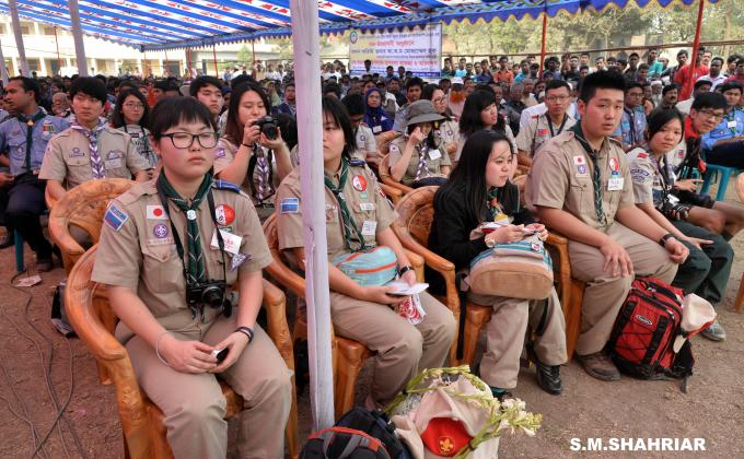 Rover scouts of CJK-B (Chaina, Japann Korea & Bangladesh) started a joint work camp at Vawal Mirjapur of Gazipur district (22-27Feb 2015).