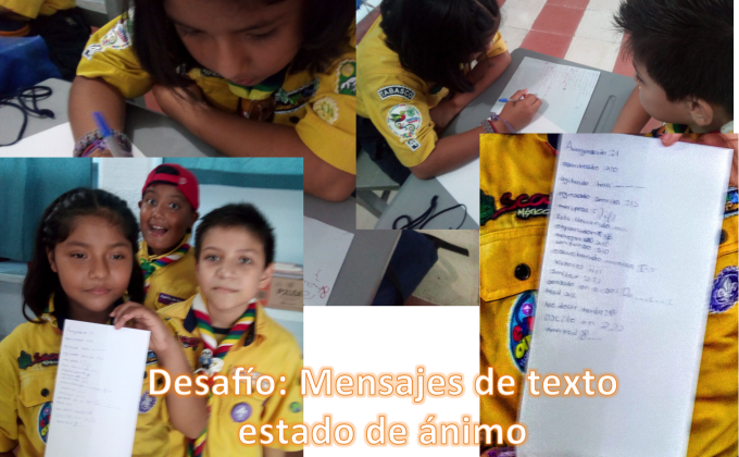 Desafío: Los mensajes de texto de estado de ánimo. JOTA JOTI 2017