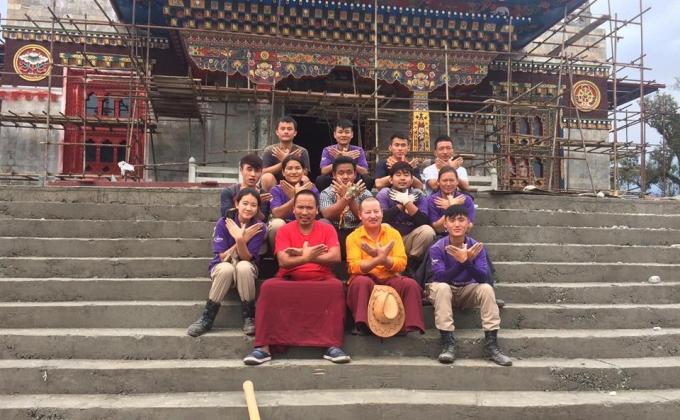 Leadership scouts rendering help in the construction of Sangay minjurling goenpa. 