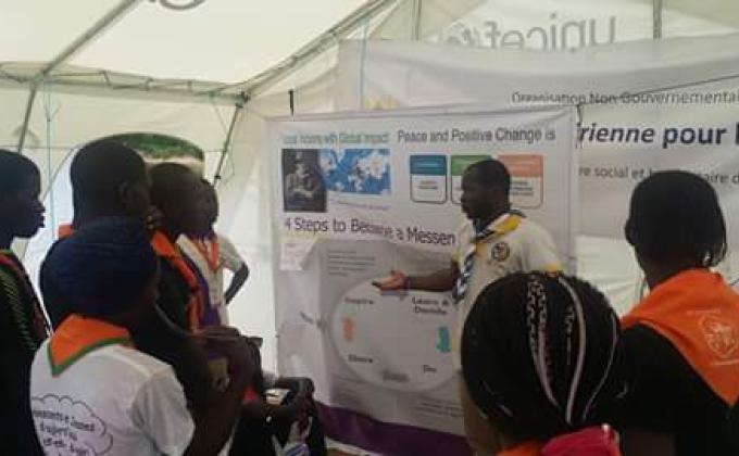 Better world tent stand messanger of peace