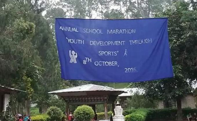 Scout participating in school marathon