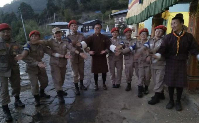 Volunteer during local Tsechu