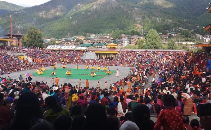 Service at annual Thimphu tsechu 