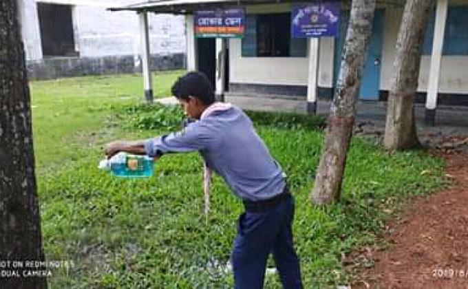 Use of pesticides in dengue husbands.Fulbaria College Scout Group,Fulbaria,Mymensingh.