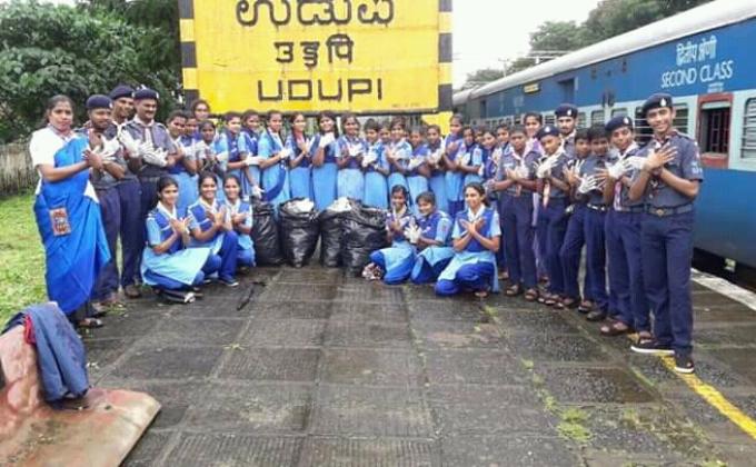 "37th month Swachh Bharat Cleanliness Drive by Bharat Scouts and Guides District Association Udupi. Karnataka State India. "
