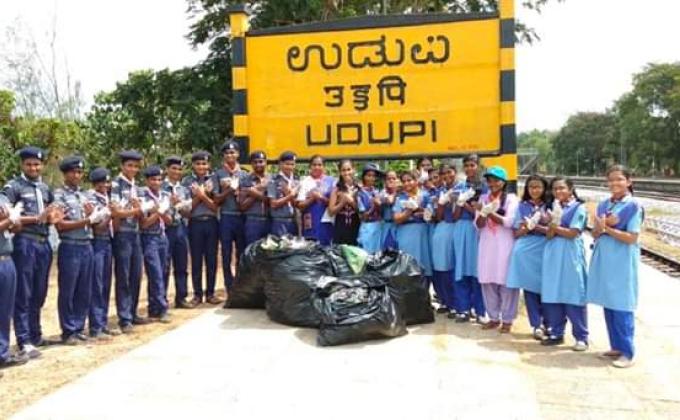 35th month of Swachh Bharat Cleanliness Drive which held on today dated  26/05/2019 at Indrali Railway Station Udupi .Karnataka. India.