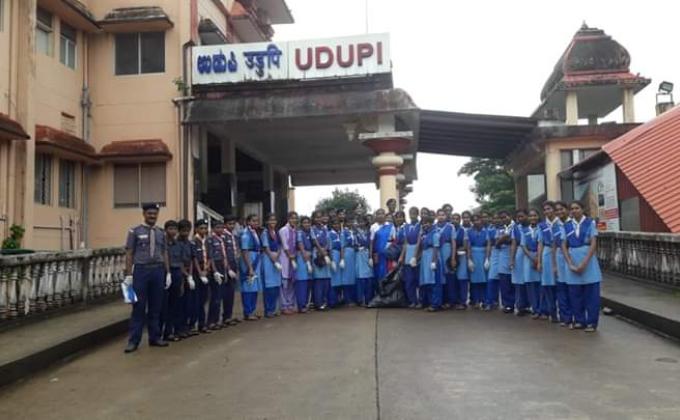 37th month Swachh Bharat cleanliness Drive held at  Indrali Railway Station on 4/08/19, Udupi, Karnataka State. India.