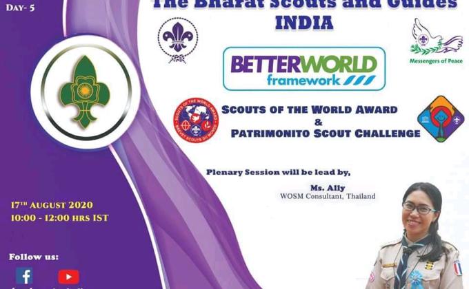 Day-5  A VIRTUAL WEBINAR OR BETTER WORD FRAMEWORK, Plenary session on Scout of the world Award and Patrimoito Scout Challenge 