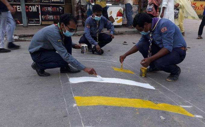 সেবা মুক্ত স্কাউট গ্রুপ এর পক্ষ থেকে স্প্রিড বেকারে রং করন 