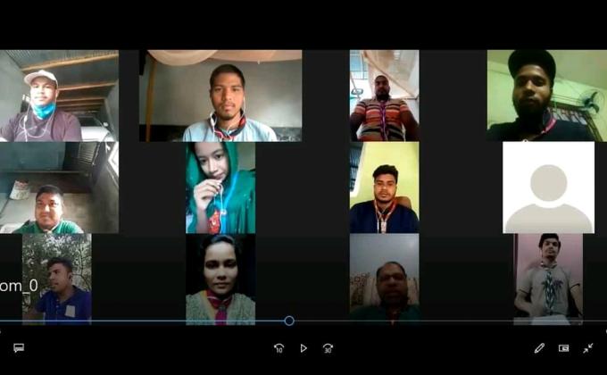 বাংলাদেশ স্কাউটস রংপুর জেলা রোভারদের প্রথম অনলাইন ক্রু মিটিং 