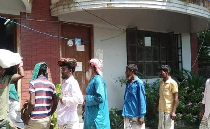 Distribution of food items among the families affected by the corona virus

