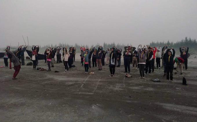 Yoga on the beach - 2016 Group Camp - Kuakata 