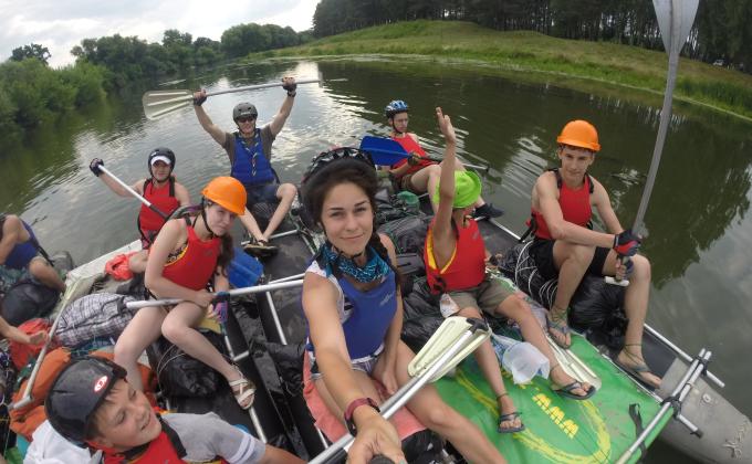 Rafting on the river Teteriv (Ukraine)