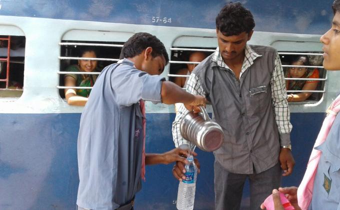 Water serving at railway station 
