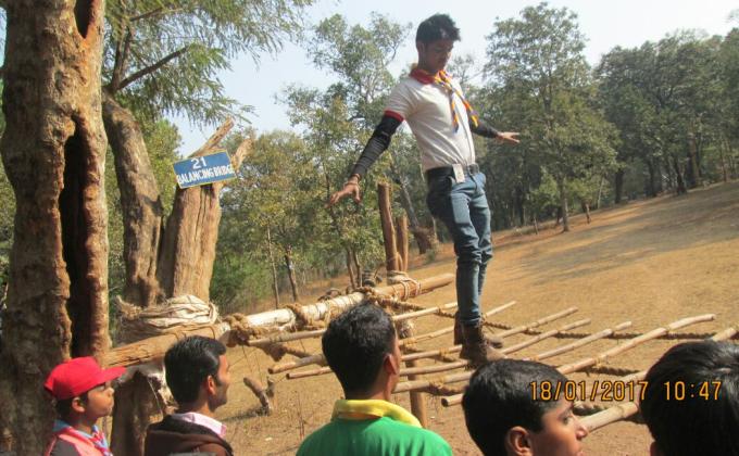 Bamboo bridge crossing