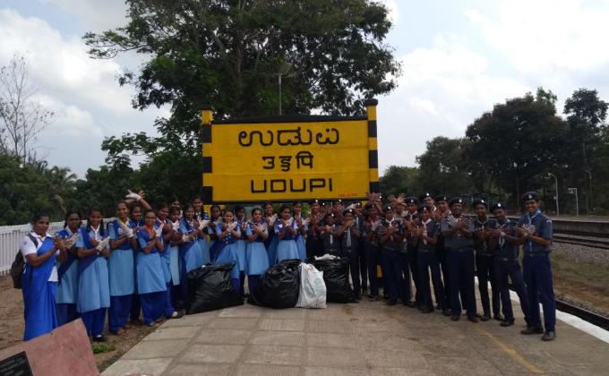 35th month of cleanliness drive program,  'Swacch Bharath Abhiyaan', at Udupi Railway Station , karnataka , India.