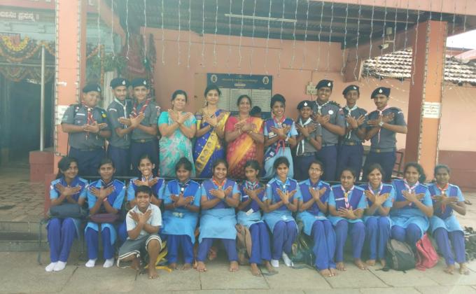 Service at Mahishamardhini temple kadiyali, Udupi,Bharat Scouts And Guides District Association  Udupi,  Karnataka India. From 7th october.. To 19 th October 2018 .