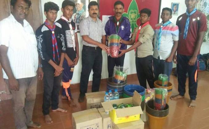 flood  relief  fund from Karur scouts boys