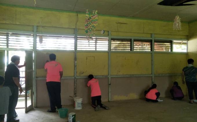 The Cleaning and Decorating of Classroom in Aruk, Kalimantan, Indonesia