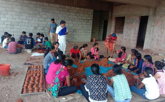 Seed Ball Making Service camp by The Bharat Scouts And Guides Dist. Association Udupi, Karnataka, India.