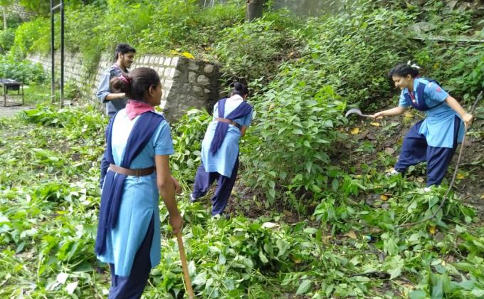 Cleaning chuby area in college.