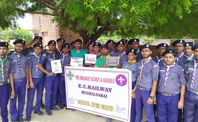 WORLD LITERACY DAY E.C. E.C.RELLWAY MUGHALSARAI THE BHARAT SCOUT & GUIDE