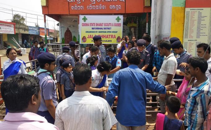 water distribution to the thirsty people during hot summer. 