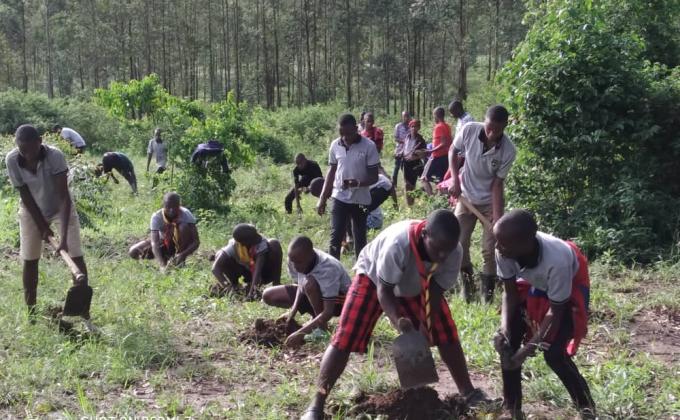 Tree planting by Ntare Scout's in Western Uganda