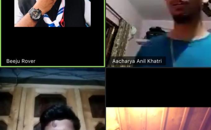 Virtual meeting with the members of our crew sonw land  rover open cerw manali