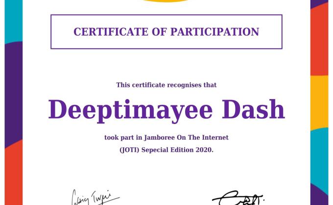 special JOTI 2020(certificate)( project -sankalp) 