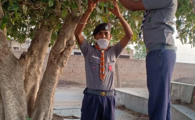  परिंडे लगाते हुए