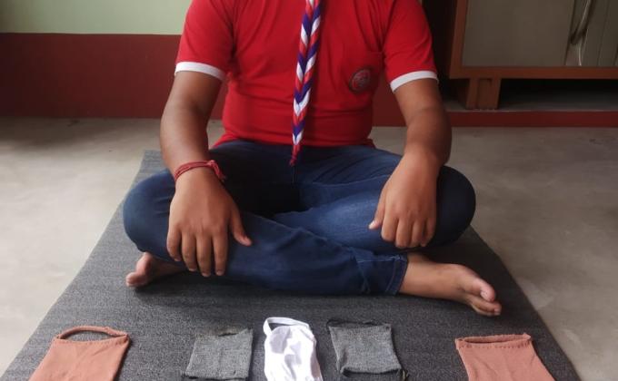 Arush Biswas has Completed the Mask Bank Project by making more than 10 masks.