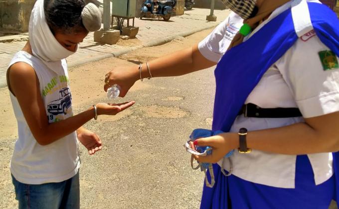  sanetizing work by unit leader suman charan