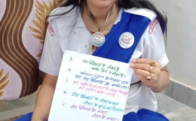 विश्व जैव विविधता पर थीम में किये विभिन कार्य स्काउट गाइड केप्टन जयलता माधव