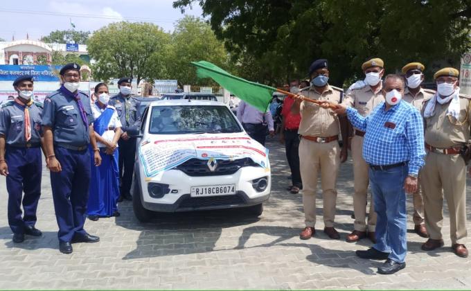 *झुंझुनूं* कोरोना कोविड -19 *जागरूकता अभियान के अंर्तगत चौपहिया वाहन रैली निकाली गई