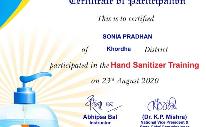 Hand Sanitizer Training  By Odisha State 