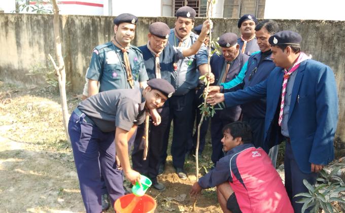 on Date 16 Oct at Scout Bhavan Hardoi Tree Plantation. 