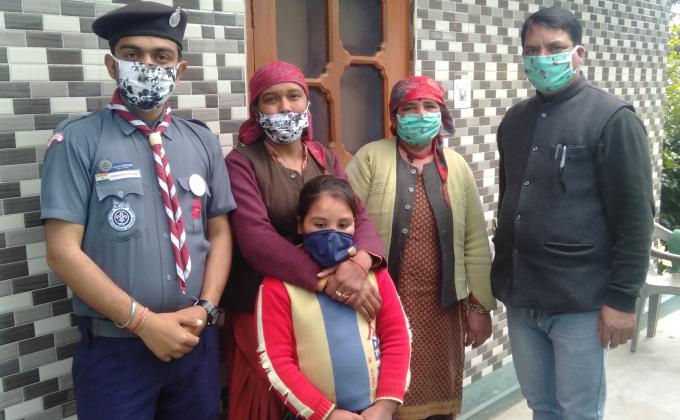 Distribution of free mask in Village