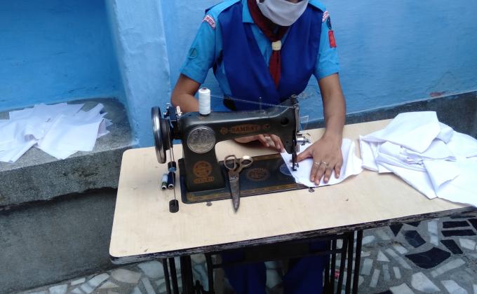 Making Masks for Needy Peoples in this Quarantine Period in Pandemic of COVID-19. Jodhpur, Rajasthan State BSG INDIA .