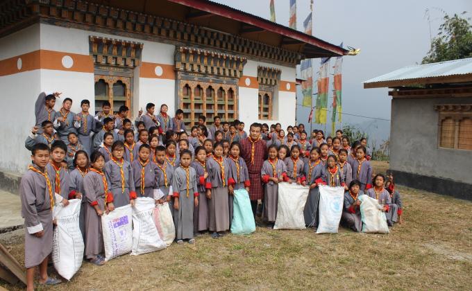cleaning of community near school and logchina lhakhang 
