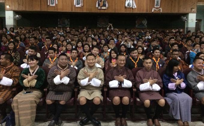 "272 Graduates of Samtse College of Education briefed on Messenger of Peace Global Network during the 3rd BULT Course""