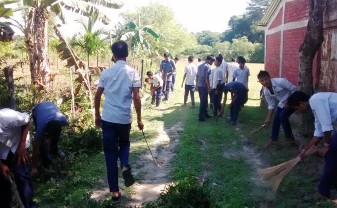 SWACHH BHARAT(CLEANING INDIA) AT HALAKHBARI,DHEMAJI,ASSAM,INDIA.